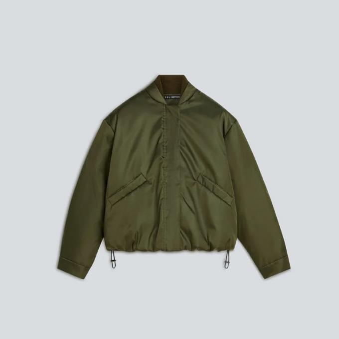 Gewatteerde bomber in navy groen