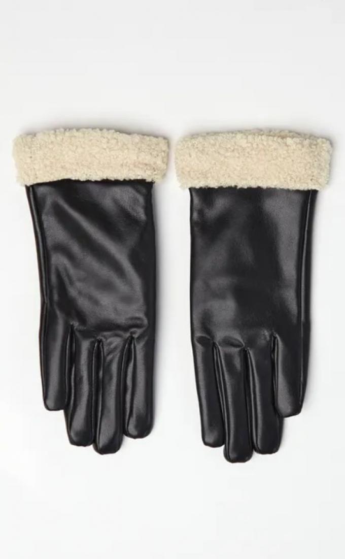 Leren handschoenen met teddy boord