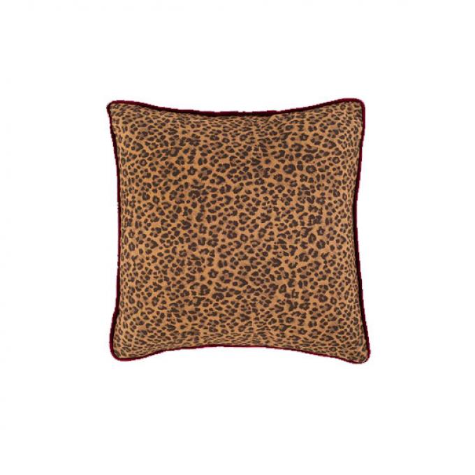 Luipaard kussen met bordeaux randje