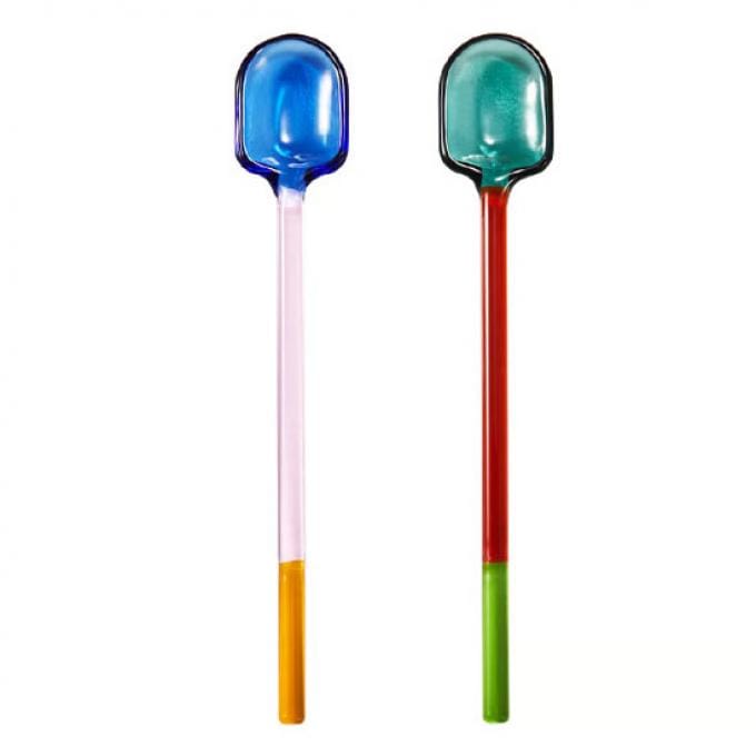 Felgekleurde glazen lepeltjes 'FENGÖMMARE'