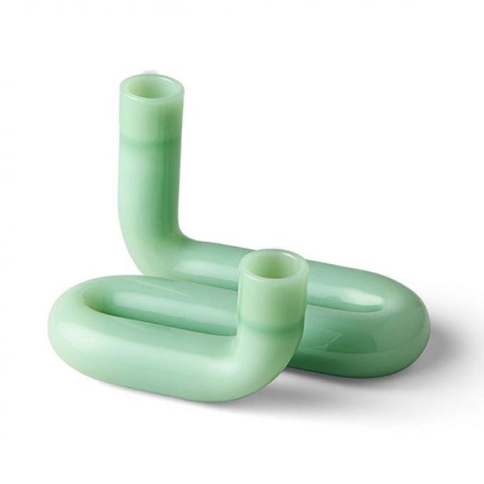 Lichtgroene 'Wave' kandelaar uit glas