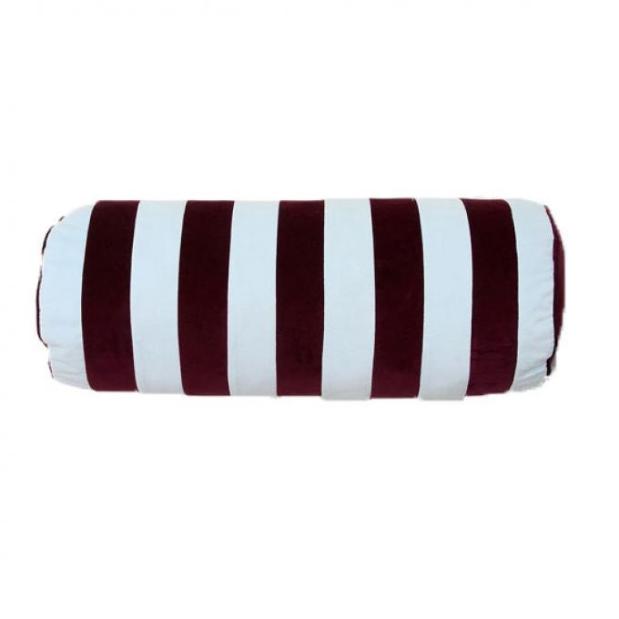 Rond blauw-burgundy gestreept sierkussen 'Bell'