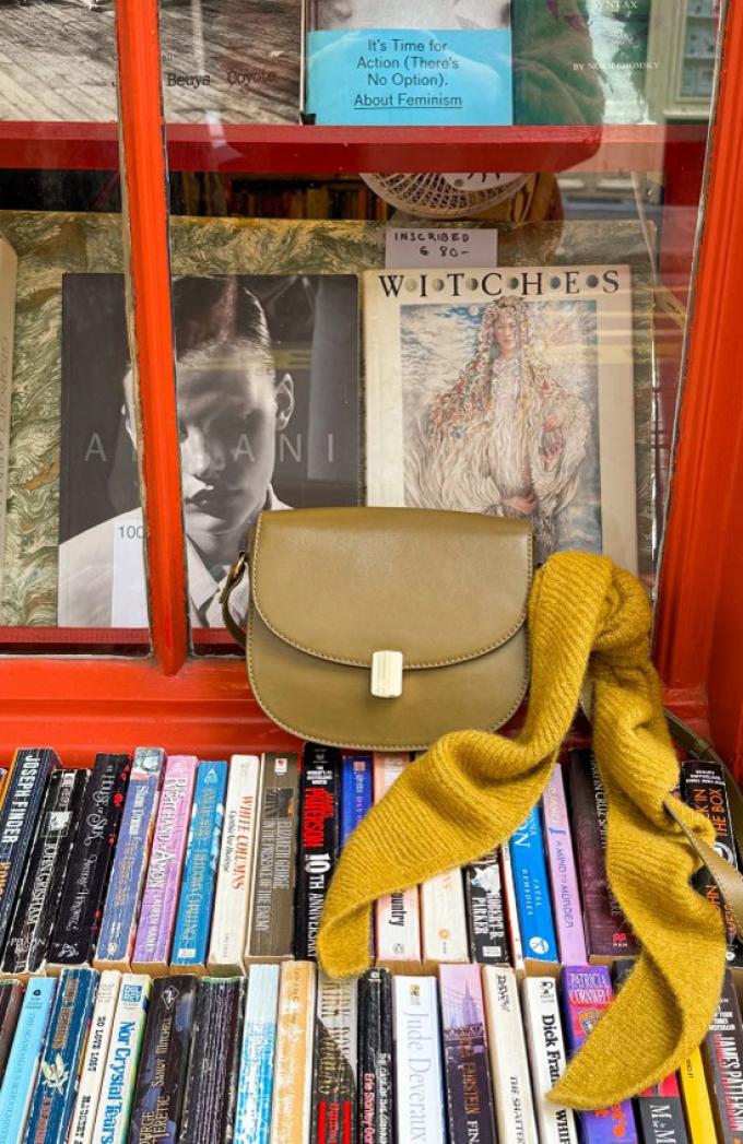 Groene leren crossbodytas