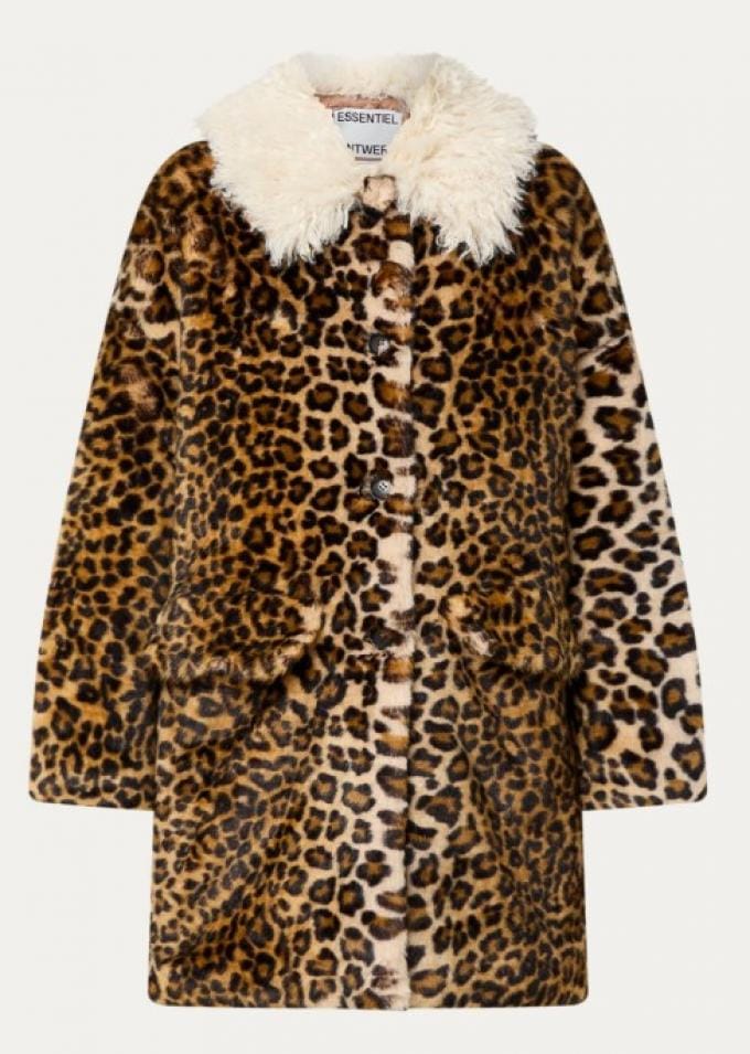 Mantel van imitatiebont in luipaardprint