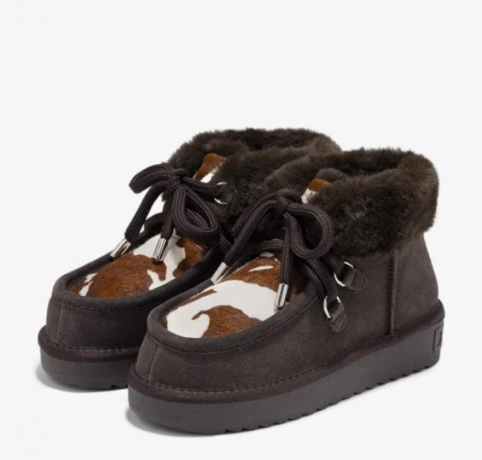 Sneeuwschoenen met cow print en nepbont