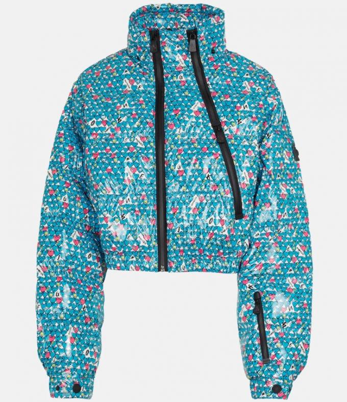 Cropped puffer jacket met bloemenprint