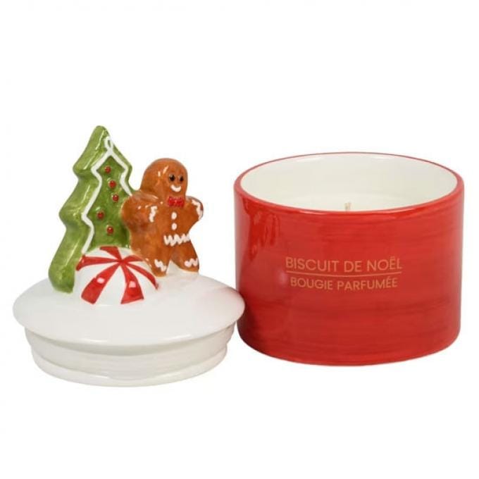 ‘Biscuit de Noël’-geurkaars in keramieken potje
