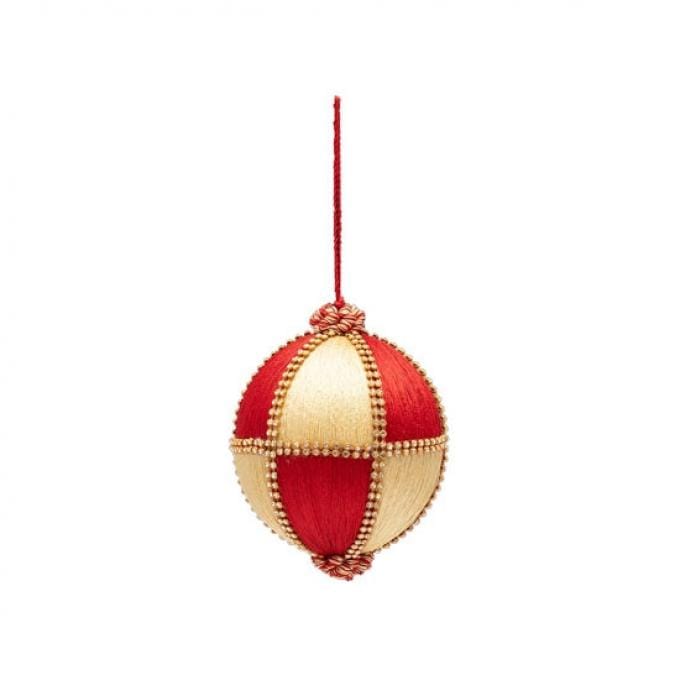 Rood-gouden kerstbal met diamantjes