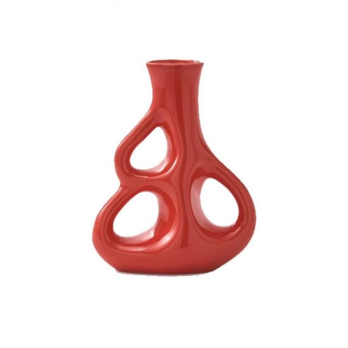 Handgemaakte vaas in koraalrood