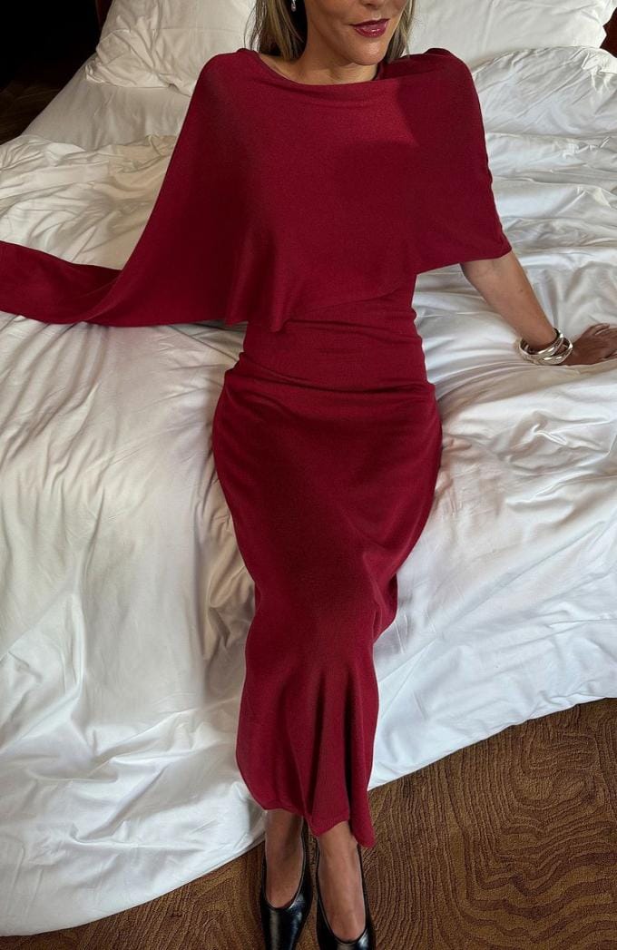 Gebreide poncho midi-jurk