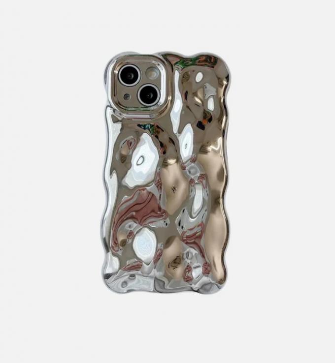 Metallic iPhone-hoesje met golvende structuur 