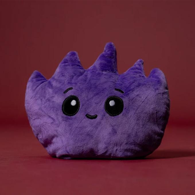 Reversible knuffel van paars vlammetje