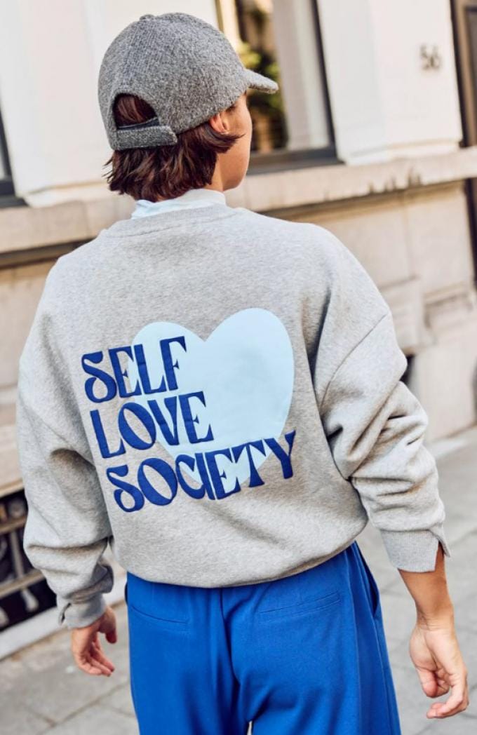 Grijze sweater 'Self Love Society'