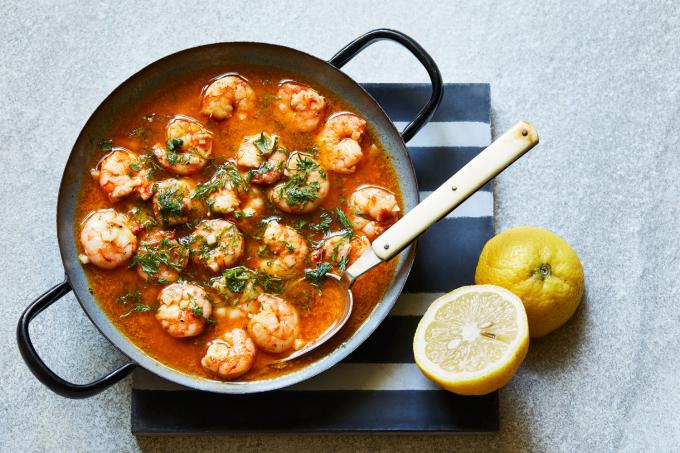 Gambas à la portugaise au vin blanc