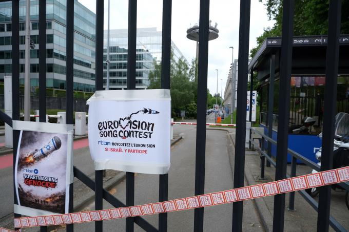 Des manifestants appelent la RTBF à boycotter le concours Eurovision auquel participe Israël