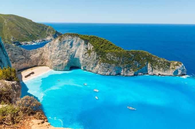 Baie du Naufrage, île de ZAnte, en Grèce