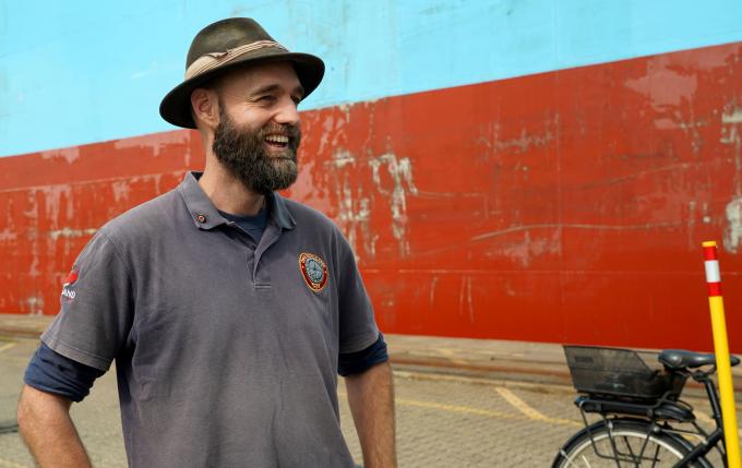 Torbjørn Pedersen alias Thor, dans le port d'Aarhus