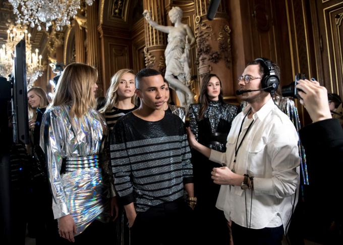 Olivier ROusteing backstage Balmain