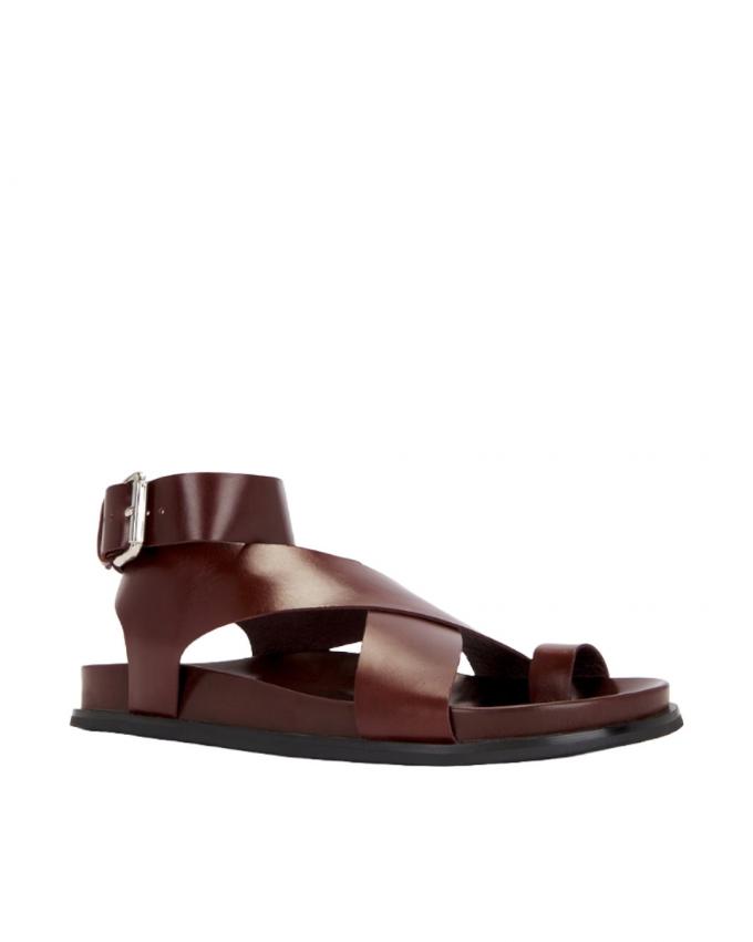 Teensandalen in bruin leer