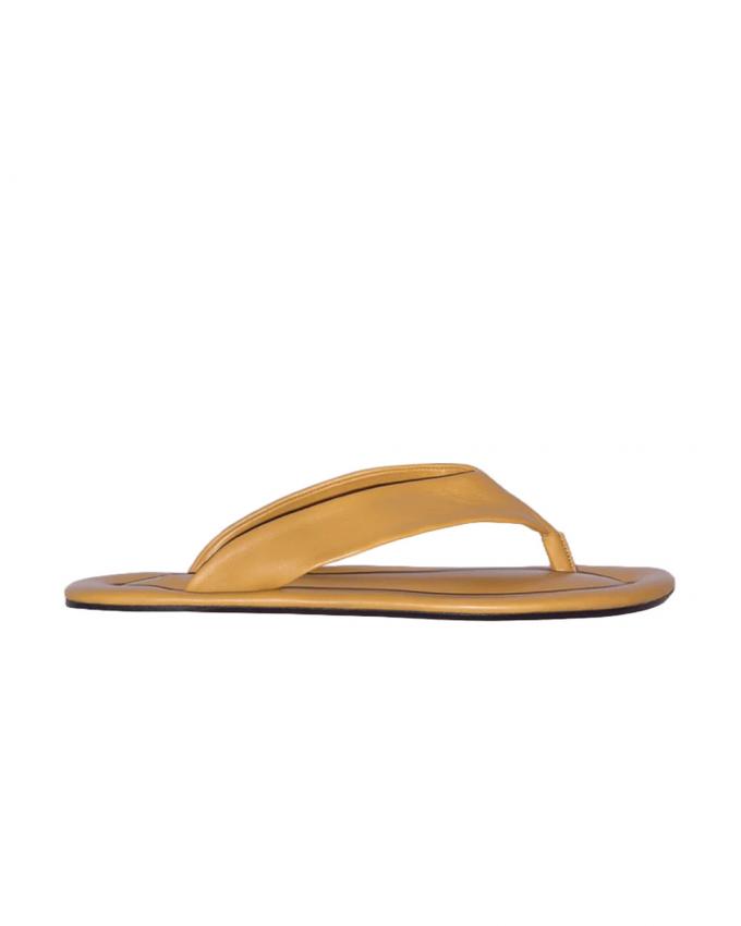 Botergele leren teenslippers