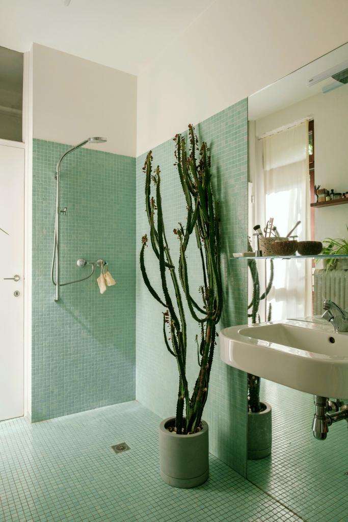 salle de bains carrelage vert