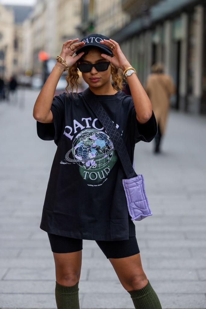 oversized T-shirt met wielrennersbroek