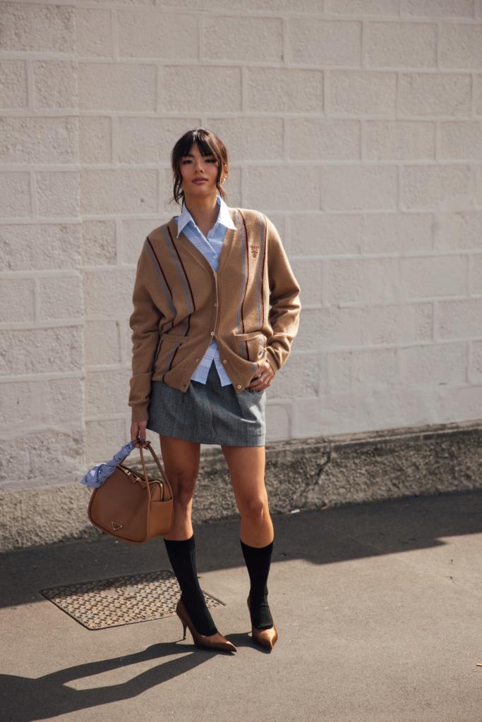 wollen cardigan in beige als look voor de herfst