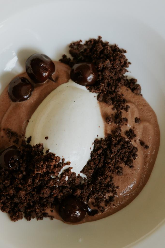 vanille-ijs met krieken