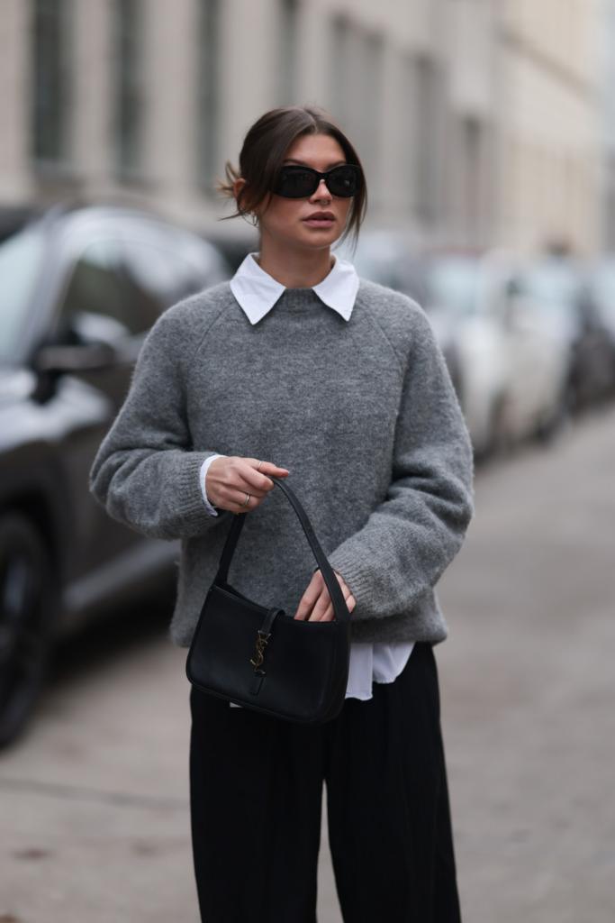 winterbasics grijze trui in kwaliteitsvolle blend