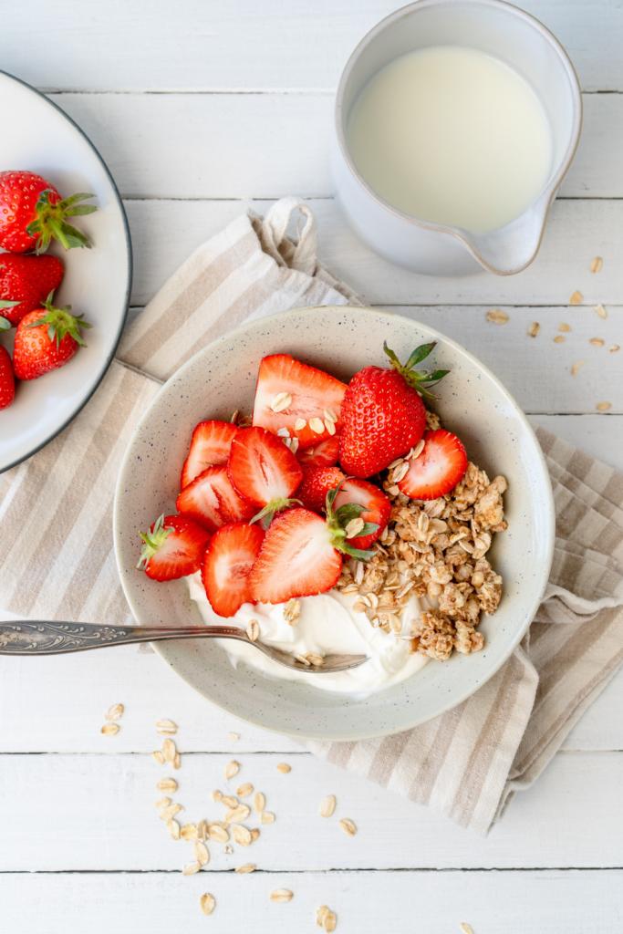 havermoutpap met aardbeien strawberry cheesecake
