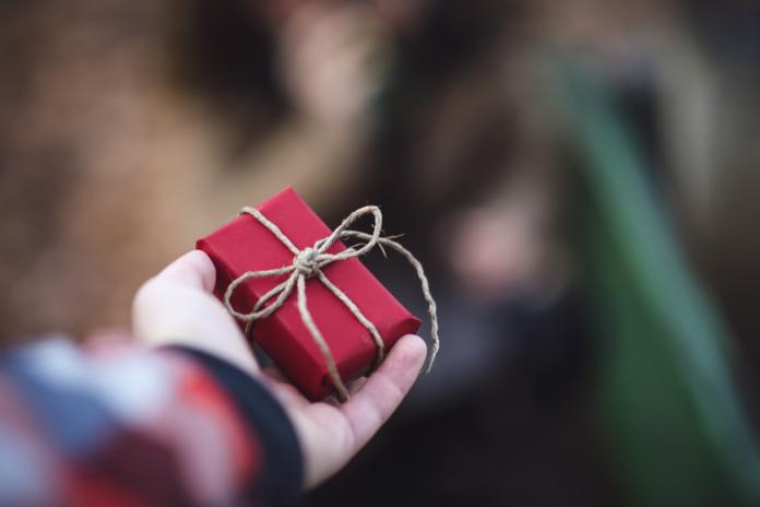 Holding Christmas Gift