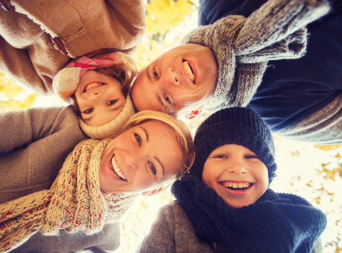 happy family in autumn park