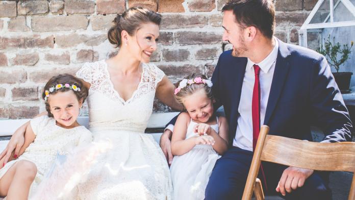 Happy family at wedding day