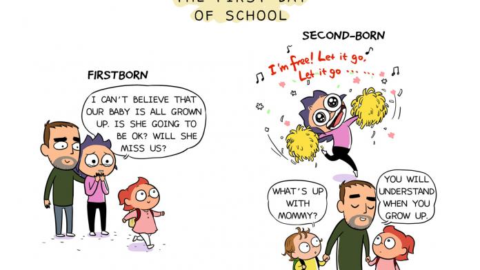Cette maman illustre parfaitement la différence entre le premier et le deuxième enfant