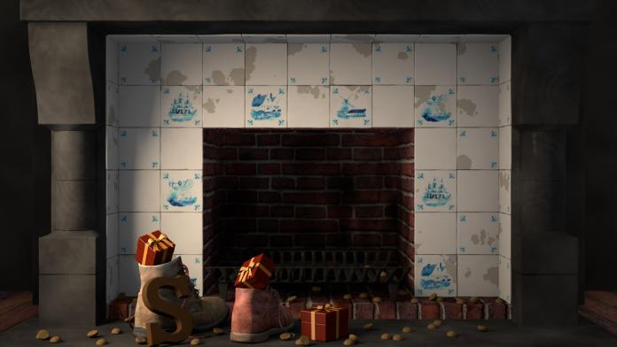 Shoes by the fireplace for the Dutch holiday Sinterklaas