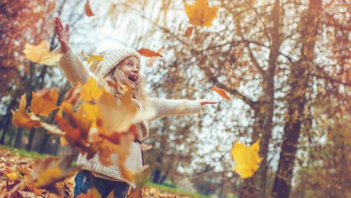 Little girl in autumn park herfst activiteiten kinderen