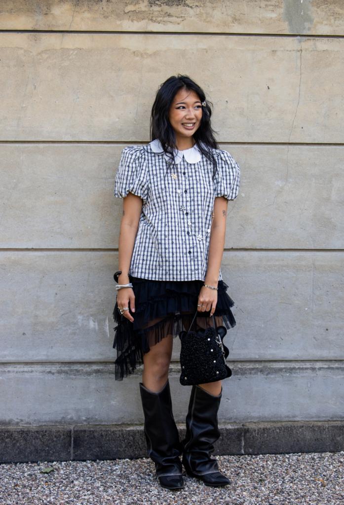 victoriaanse blouse met ruitjes 