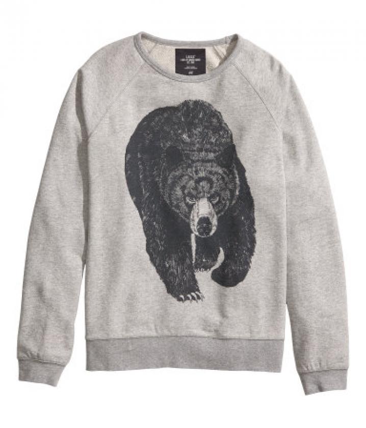 Sweat d'homme imprimé "ours", H&M, 24,95 €