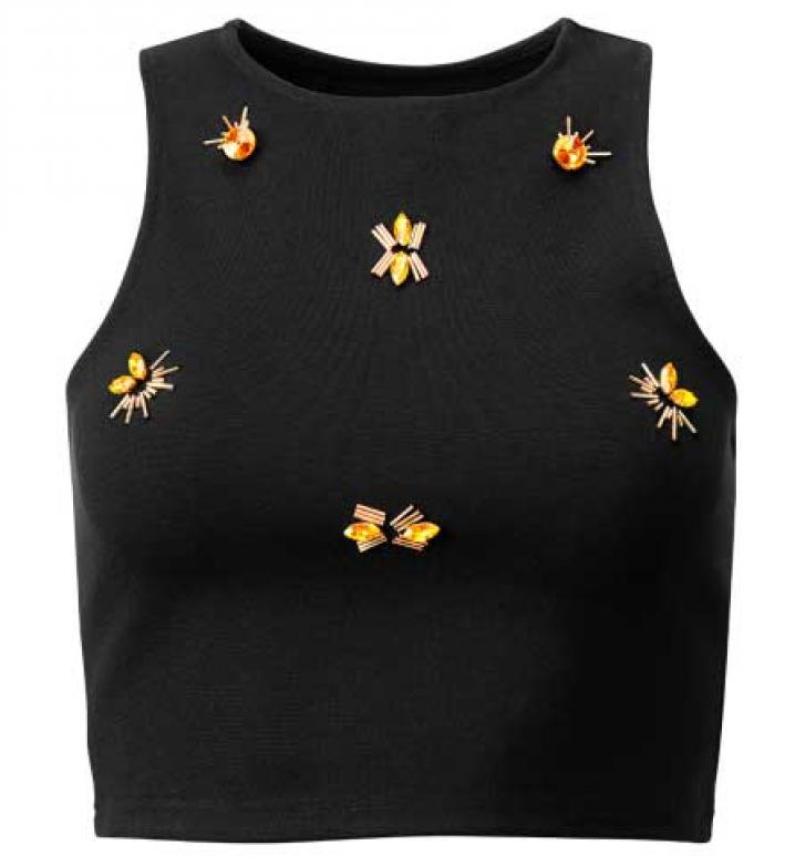 Crop top met namaakjuwelen