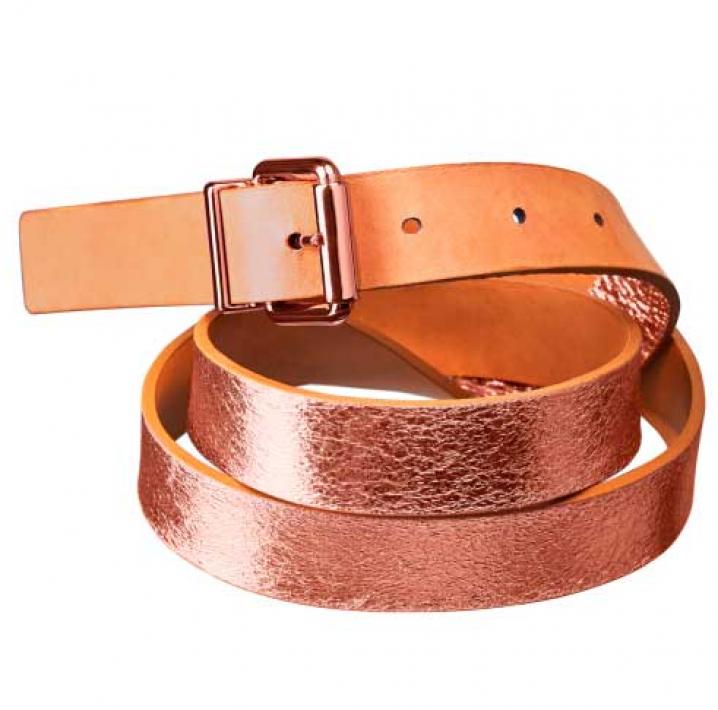 Metaalkleurige roze riem