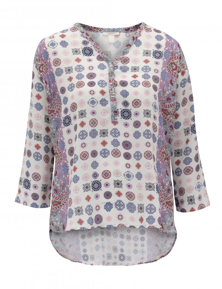 Bloes in zijde met folkloristische print, € 89,99