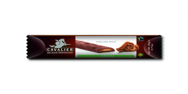 Cavalier snack melk/praliné met zoetstoffen uit stevia 20 g - € 0,79 - www.cavalier.be.