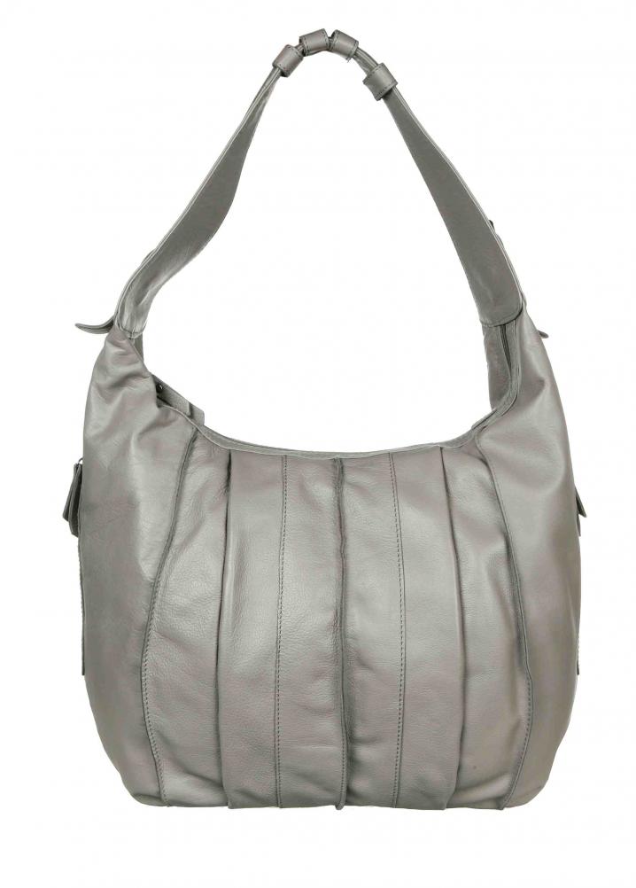 Grijze leren handtas - € 64,95.