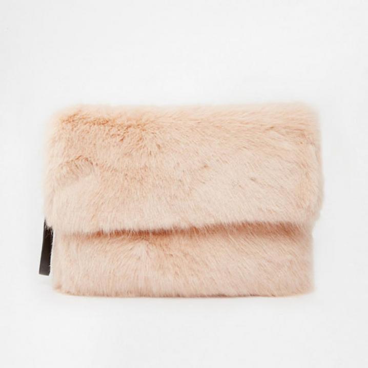 Faux fur clutch