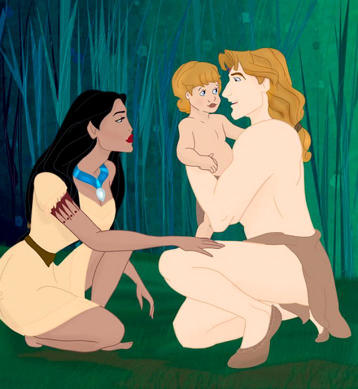 La famille de Pocahontas et John