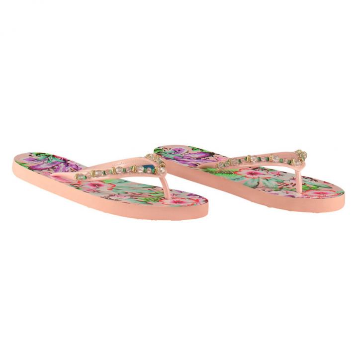 Roze flip-flops met bloemenprint