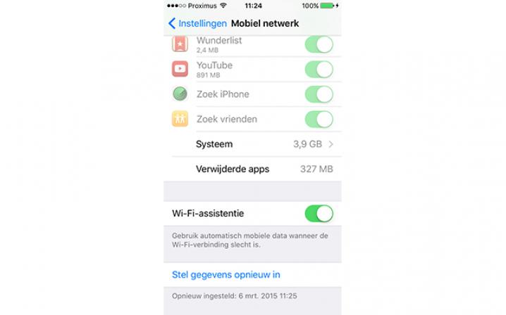 WiFi assistentie iPhone iOS9