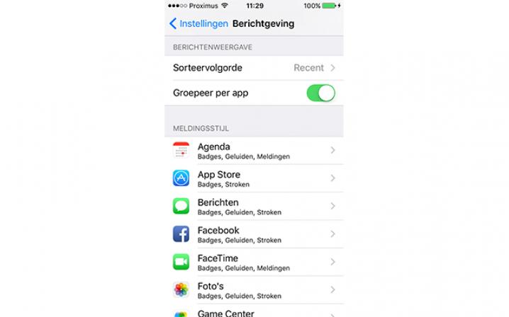 meldingen organiseren iphone iOS 9