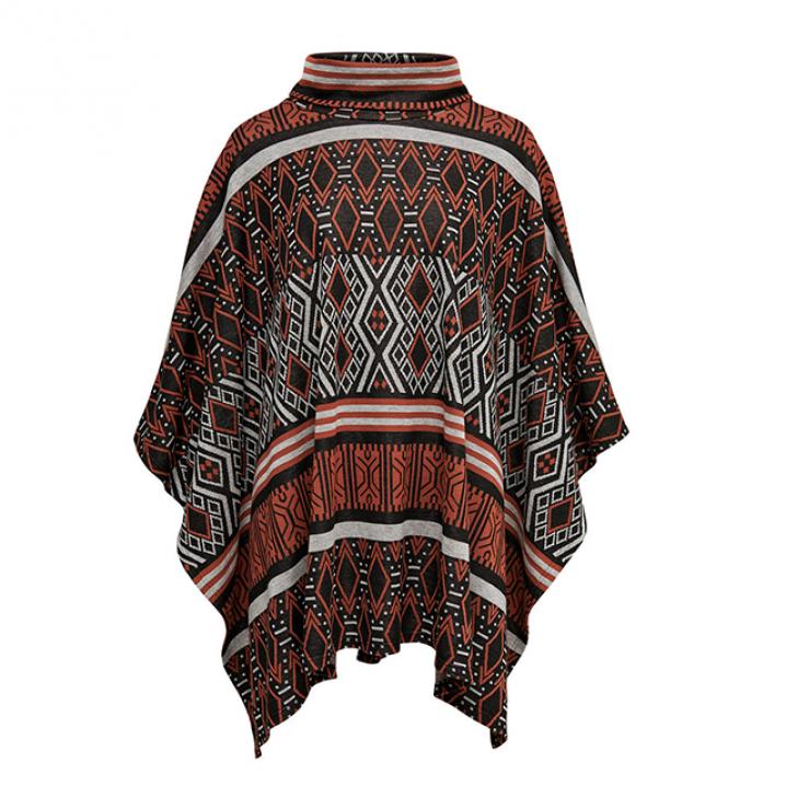 Poncho met etnische print