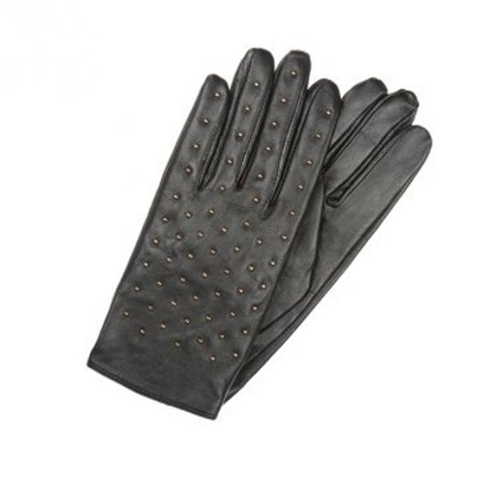 Zwarte leren handschoenen met microstuds
